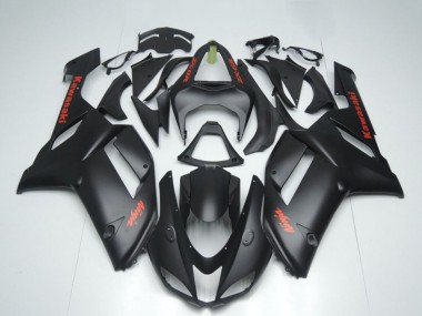 Custom 2007-2008 Kawasaki ZX6R Motorcycle Fairings - Matte Black with Red Sticker