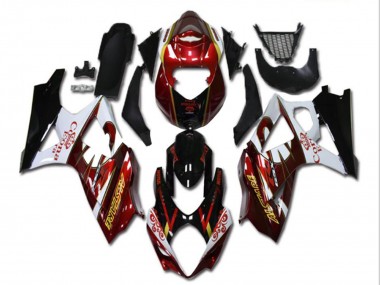 Custom 2007-2008 Suzuki GSXR 1000 Motorcycle Fairings - Red White Black Corona