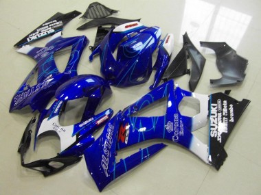 Custom 2007-2008 Suzuki GSXR 1000 Motorcycle Fairing - Blue White Black Corona