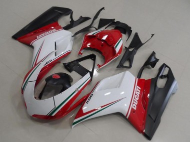 Custom 2007-2014 Ducati 1198 Motorcycle Fairings - White Red Green Matte Black