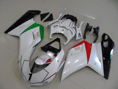 Custom 2007-2014 Ducati 848 1098 1198 Motorcycle Fairings - Glossy White Red Green Glossy Black