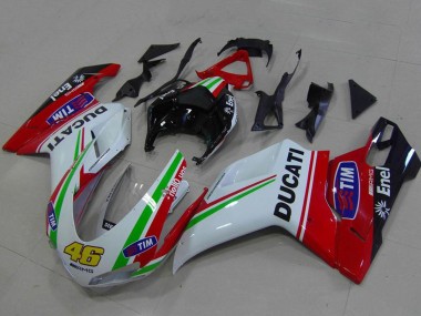 Custom 2007-2014 Ducati 848 1098 1198 Motorcycle Fairings - White Red Green Glossy Black Yellow 46
