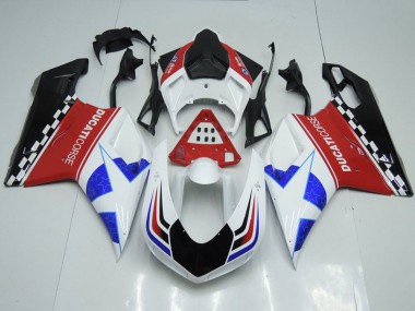 Custom 2007-2014 Ducati 848 1098 1198 Motorcycle Fairings - White Red Blue Glossy Black Corse