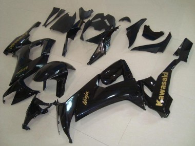 Custom 2008-2010 Kawasaki ZX10R Motorcycle Fairings - Glossy Black Gold Decal