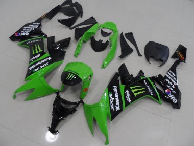 Custom 2008-2010 Kawasaki ZX10R Motorcycle Fairings - Green Glossy Black Monster
