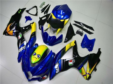 Custom 2008-2010 Suzuki GSXR 600/750 Motorcycle Fairings - Blue Yellow Shark