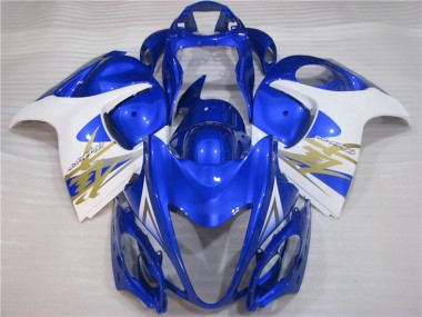 Custom 2008-2020 Suzuki GSXR 1300 Hayabusa Motorcycle Fairings - White Blue