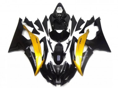 Custom 2008-2016 Yamaha YZF R6 Motorcycle Fairing - Gold Glossy Black