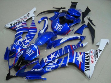 Custom 2008-2016 Yamaha YZF R6 Motorcycle Fairings - White Blue Fiat Motul Michelin