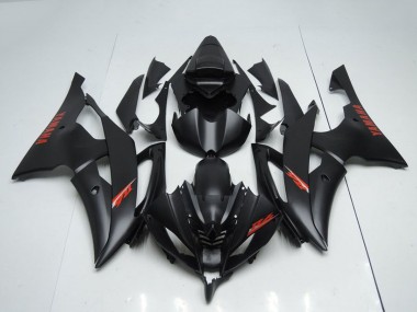 Custom 2008-2016 Yamaha YZF R6 Motorcycle Fairings - Matte Black Red Decals