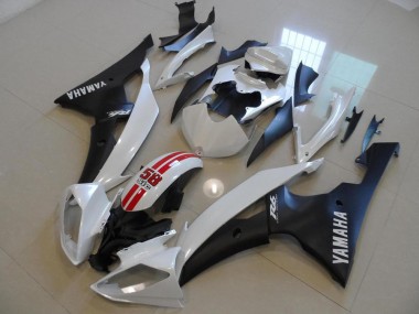 Custom 2008-2016 Yamaha YZF R6 Bike Fairings - White Red Matte Black