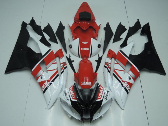 2008-2016 Yamaha YZF R6 Motorcycle Fairing - White Red Black