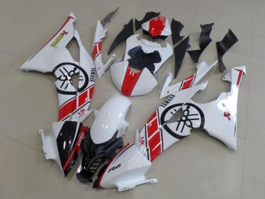 Custom 2008-2016 Yamaha YZF R6 Motorcycle Fairings Kit - White Red Glossy Black
