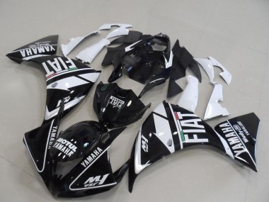 Custom 2009-2011 Yamaha YZF R1 Motorcycle Fairings - White Black Motul Fiat