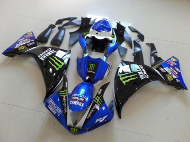 Custom 2012-2014 Yamaha YZF R1 Motorcycle Fairings - Blue White Glossy Black Green Graves Yamalube Monster