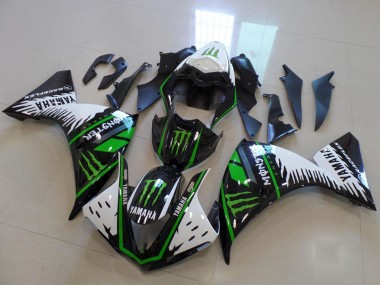 Custom 2012-2014 Yamaha YZF R1 Motorcycle Fairing - White Black Green Monster