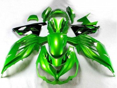 Custom 2012-2024 Kawasaki ZX14R ZZR1400 Motorcycle Fairing - Green Glossy Black