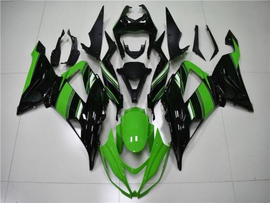 Custom 2013-2018 Kawasaki ZX6R Bike Fairings - Green Glossy Black