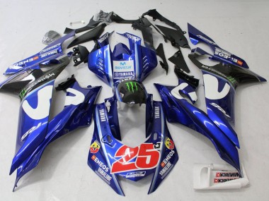 Custom 2017-2023 Yamaha YZF R6 Motorcycle Fairing - White Blue Green Monster MoviStar