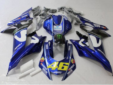 Custom 2017-2023 Yamaha YZF R6 Motorcycle Fairings - White Blue Green Monster MoviStar