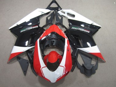 Custom 2007-2014 Ducati 848 1098 1198 Bike Fairings - White Red Glossy Black