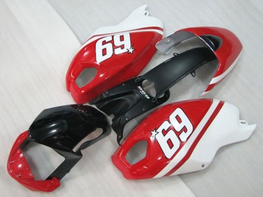 Custom 2008-2012 Ducati Monster 696 Motorcycle Fairings - White Red Glossy Black 69
