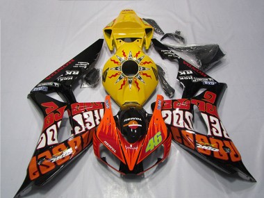 Custom 2004-2005 Honda CBR1000RR Motorcycle Fairing - Yellow Orange Glossy Black Repsol Rossi 46