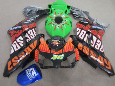 Custom 2004-2005 Honda CBR1000RR Motorcycle Fairings - Orange Green Rossi Glossy Black Repsol Rossi 46
