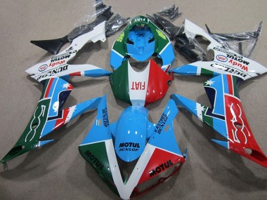 Custom 2004-2005 Honda CBR1000RR Motorcycle Fairings - White Blue Red Green Motul