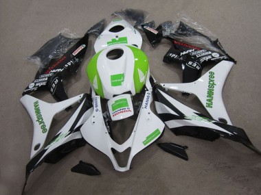 Custom 2004-2005 Honda CBR1000RR Motorcycle Fairings - White Green Glossy Black Hannspree