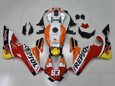 Custom 2017-2023 Honda CBR1000RR Motorcycle Fairings - Orange White Red Glossy Black Repsol Red Bull 93