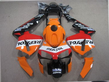 Custom 2003-2004 Honda CBR600RR Bike Fairings - Orange White Red Glossy Black Repsol