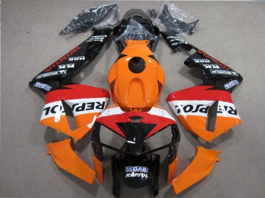 Custom 2005-2006 Honda CBR600RR Motorcycle Fairings Kits - Orange White Red Glossy Black Repsol