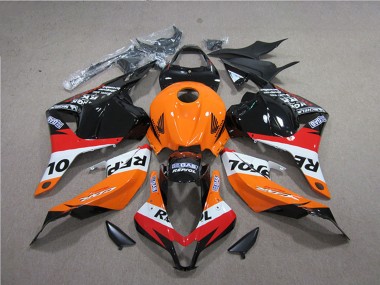 Custom 2009-2012 Honda CBR600RR Abs Fairings - Orange White Red Glossy Black Repsol