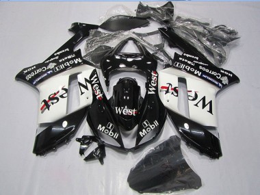 Custom 2007-2008 Kawasaki ZX6R Motorcycle Fairings - Black West Mobil