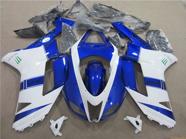 Custom 2007-2008 Kawasaki ZX6R Motorcycle Fairings - Blue White Monster