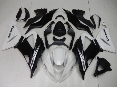 Custom 2013-2018 Kawasaki ZX6R Motorcycle Fairings Kits - White Matte Black