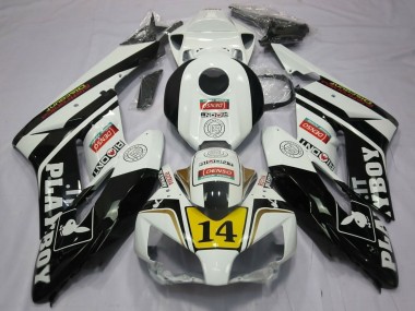 Custom 2004-2005 Honda CBR1000RR Motorcycle Fairings - White Glossy Black Yellow Playboy 14