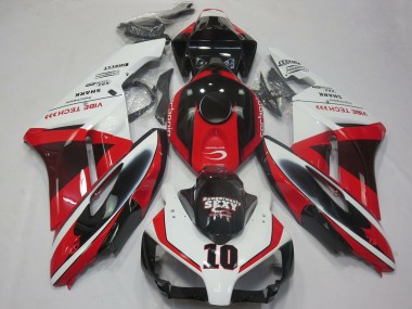 Custom 2004-2005 Honda CBR1000RR Motorcycle Fairings - White Red Glossy Black Sexy VIBE TECH