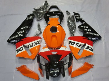 Custom 2005-2006 Honda CBR600RR Motorcycle Fairings - Orange Red White Black Repsol OEM Style