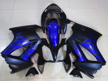 Custom 2002-2013 Honda VFR 800 Motorcycle Fairings - Glossy Blue Matte Blue Matte Black