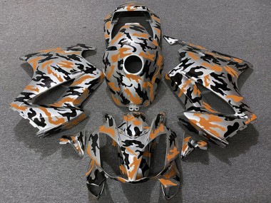 Custom 2002-2013 Honda VFR 800 Motorcycle Fairings - Orange Camouflage