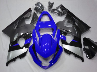 Custom 2004-2005 Suzuki GSXR 600 / GSXR 750 Motorcycle Fairings - Blue Silver Grey Black
