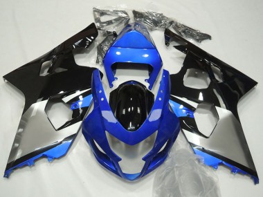 Custom 2004-2005 Suzuki GSXR 600 / GSXR 750 Motorcycle Fairings - Blue Silver Black