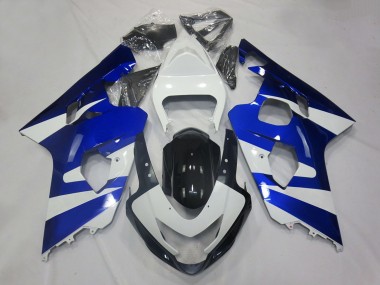 Custom 2004-2005 Suzuki GSXR 600 / GSXR 750 Motorcycle Fairings - White Blue Black OEM Style