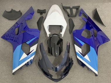 Custom 2004-2005 Suzuki GSXR 600 / GSXR 750 Motorcycle Fairing - White Blue Black