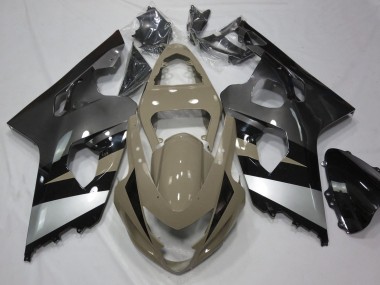 Custom 2004-2005 Suzuki GSXR 600 / GSXR 750 Motorcycle Fairings - Desert Tan Silver Black
