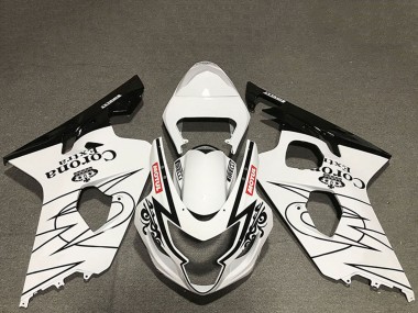 Custom 2004-2005 Suzuki GSXR 600 / GSXR 750 Motorcycle Fairings - White Glossy Black Corona Motul Style