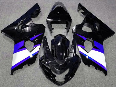 Custom 2004-2005 Suzuki GSXR 600 / GSXR 750 Motorcycle Fairings - Glossy Black Blue White