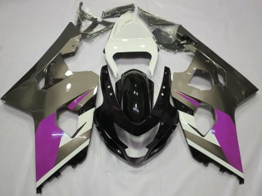 Custom 2004-2005 Suzuki GSXR 600 / GSXR 750 Motorcycle Fairings - White Pink Grey Glossy Black